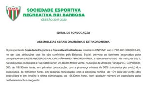 Edital de Convocação: Sociedade Esportiva e Recreativa Rui Barbosa (SERRB)