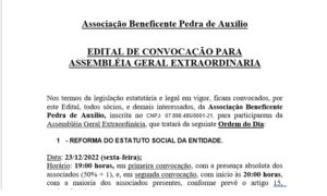 EDITAL DE CONVOCAÇÃO - Associação Beneficente Pedra de Auxílio