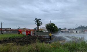 Fogo em terreno baldio prejudica aulas na Escola Pietro Maccari