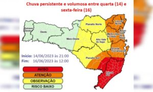 Defesa Civil de Santa Catarina emite Aviso Especial para chuva persistente e volumosa