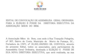 Edital de Convocação - Associação Beneficente Mãos do Bem