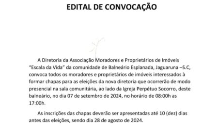 Edital Associação de Moradores e Proprietários de Imóveis “Escala da Vida”