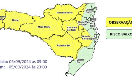 Defesa Civil alerta para declínio acentuado das temperaturas ao longo da quinta-feira (5)