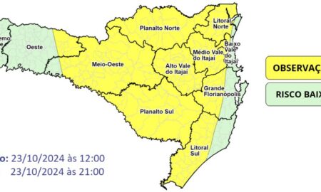 Temporais isolados e chuva pontualmente intensa nesta quarta-feira (23)