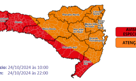 Aviso Meteorológico Especial: Temporais com vendavais na quinta-feira (24)